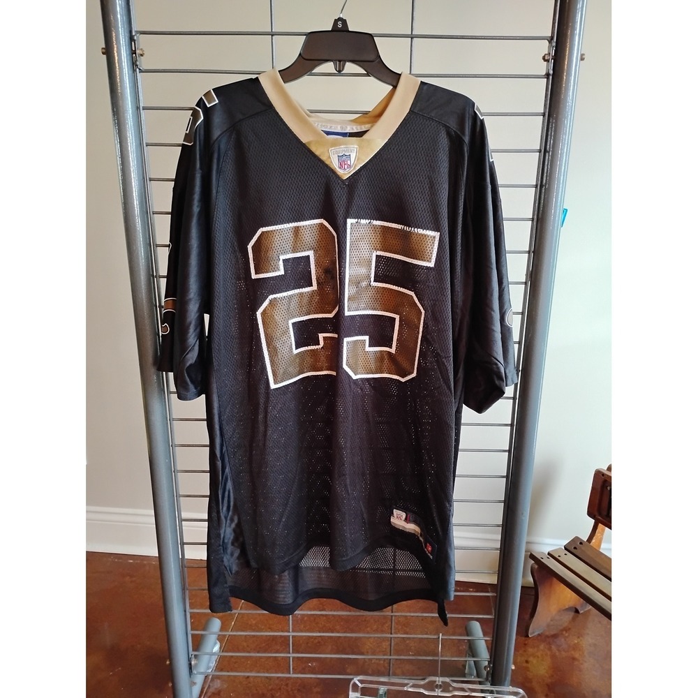 Reebok NFL New Orleans Saints‎ Reggie Bush 25 Mens XL Black Gold Mesh Jersey